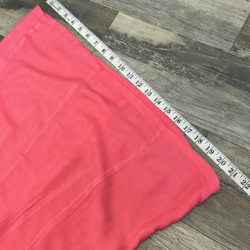 Wide leg pants pink high rise adjustable waist palazzo lightweight full length - Picture 11 of 13